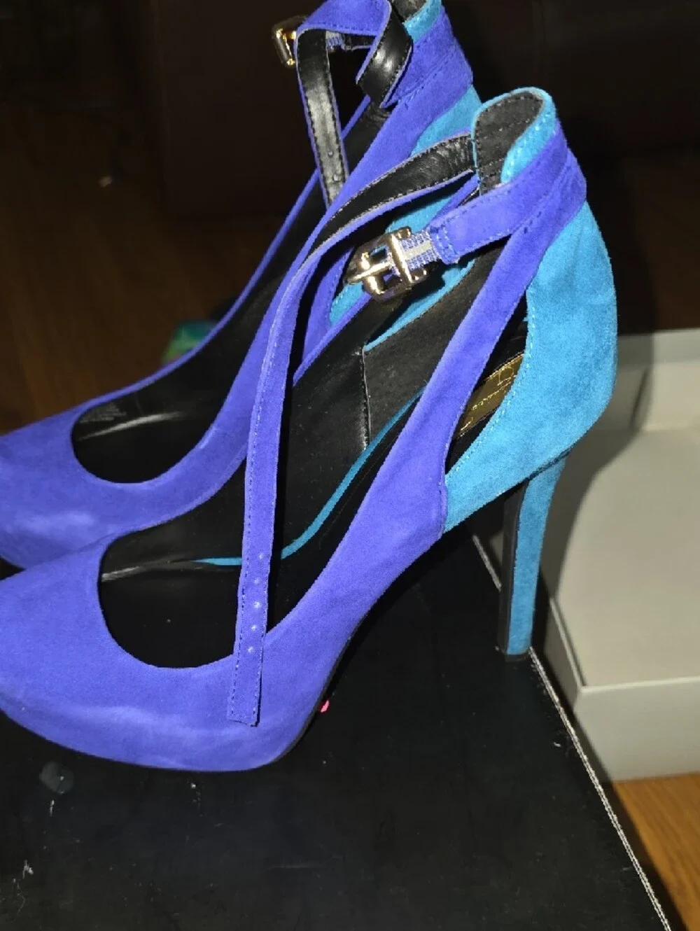 Jessica Simpson Cobalt and Teal Suede High Heel Pumps - Picture 6 of 6